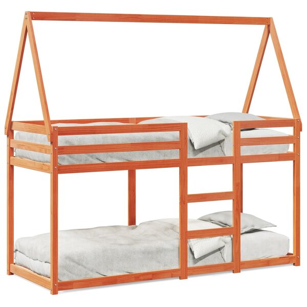 vidaXL Lit superposé sans matelas cire marron 90x190 cm pin massif