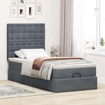 vidaXL Cadre de lit ottoman avec matelas gris foncé 100x200 cm velours