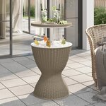 vidaXL Table à glacière 3 en 1 marron clair polypropylène