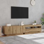 vidaXL Meuble TV avec lumières LED chêne artisanal bois d'ingénierie