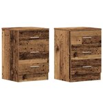 vidaXL Tables de chevet 2 Pièces vieux bois 38x35x55 cm bois d'ingénierie