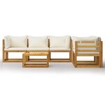 vidaXL Salon de jardin 6 Pièces avec coussin Crème Bois d'acacia solide