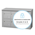 Bloc collectif Leabox 3x2  grade 3  simple face  extérieur  fixation murale  gris clair ral 7035 finition brillante