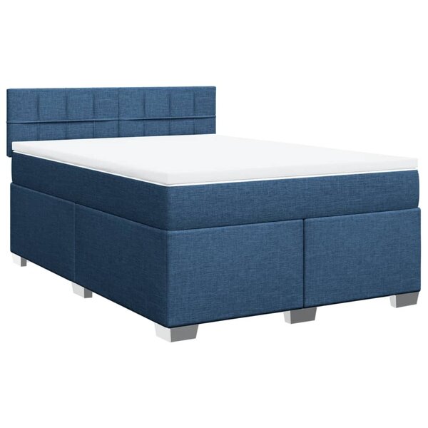 vidaXL Sommier à lattes de lit avec matelas Bleu 140x200 cm Tissu