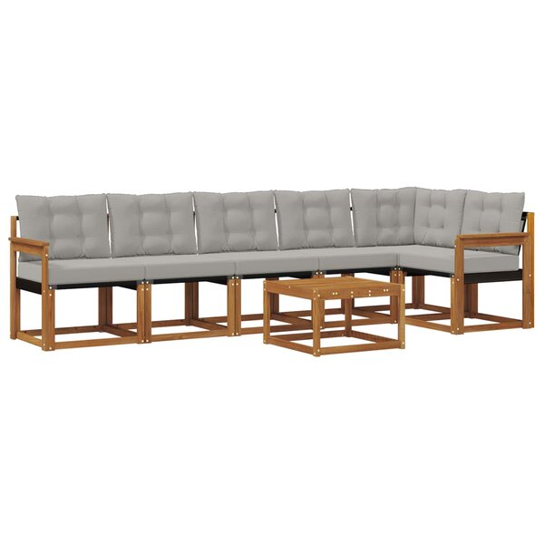 vidaXL Ensemble de canapés d'extérieur 7 pc Gris Naturel et Clair