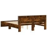 vidaXL Cadre de lit avec LED sans matelas chêne fumé 160x200 cm
