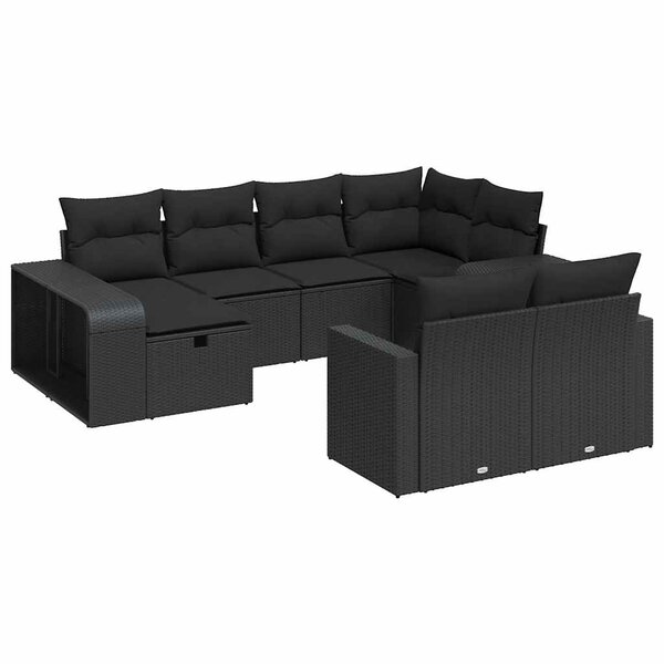 vidaXL Salon de jardin 10 Pièces avec coussins noir résine tressée