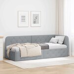 vidaXL Cadre de lit d'angle Gris clair 80 x 200 cm tissu