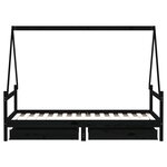 vidaXL Cadre de lit d'enfants tiroirs noir 90x190cm bois de pin massif