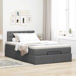 vidaXL Lit ottoman avec matelas et LED gris foncé 120x190 cm tissu