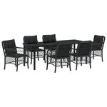 vidaXL Ensemble de salle à manger jardin 7 pièces avec coussins en rattan noir