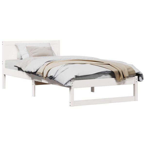 vidaXL Cadre de lit avec tête de lit Blanc 100 x 200 cm Pin massif