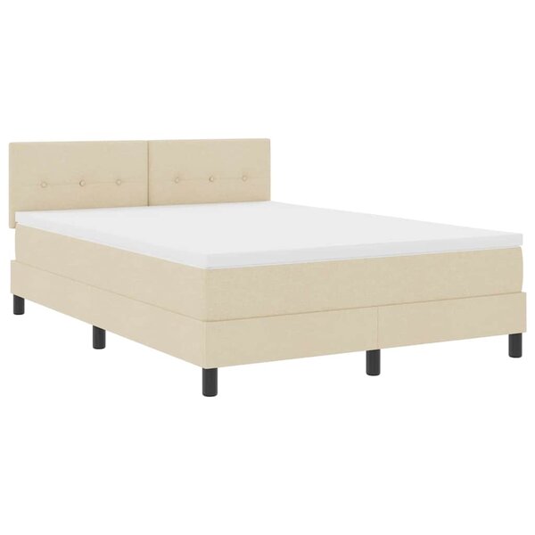 vidaXL Lit à ressorts avec matelas avec LED Crème 160 x 200 cm tissu