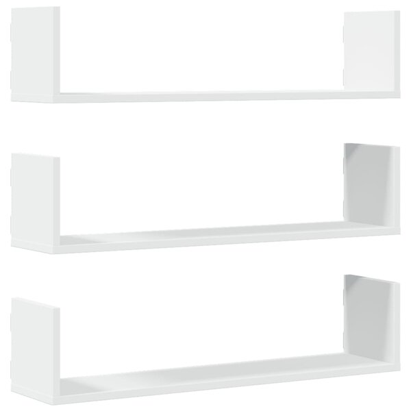 vidaXL Étagères murales 3 Pièces blanc 80x18x18 cm bois d'ingénierie