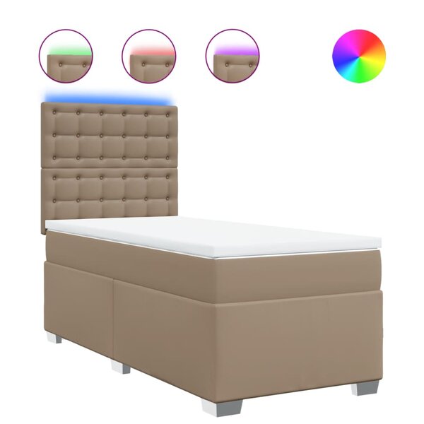 vidaXL Sommier à lattes de lit avec matelas Cappuccino 90x200 cm