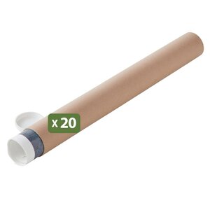 Pack and Move - Lot 20 tubes pour expédition et emballage -ø10x100cm - Pour affiche et poster - Avec capuchon