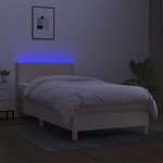vidaXL Sommier à lattes de lit avec matelas LED Crème 90x190 cm Tissu