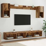 vidaXL Unités murales TV avec LED 6 Pièces Bois ancien Bois d'ingénierie