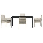 vidaXL Ensemble de salle à manger de jardin 5 pièces avec coussins gris clair en poly rattan