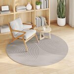 vidaXL Tapis de surface Rond HUARTE Crème Ø 200 CM Polyester