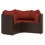 vidaXL Salon de jardin 4 Pièces avec coussins Marron Résine tressée