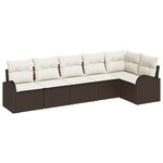 vidaXL Ensemble de Canapé de Jardin 6 Pièces avec Coussins Brown Poly Rattan