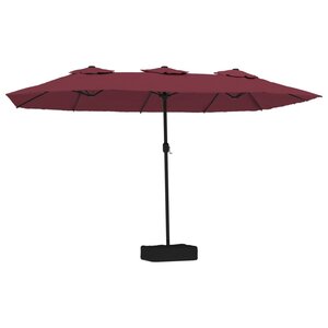 vidaXL Parasol de jardin à double tête rouge bordeaux 449x265 cm