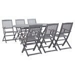 vidaXL Ensemble à manger de jardin 7 Pièces Bois d'acacia massif Gris