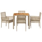 vidaXL Ensemble de salle à manger de jardin 5 pièces avec coussins beige en polyrotin