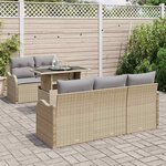 vidaXL Ensemble de canapé de jardin 6 Pièces Beige Poly Rattan