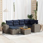vidaXL Salon de jardin avec coussins 7 Pièces gris résine tressée