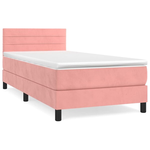 vidaXL Sommier à lattes de lit et matelas Rose 80x200 cm Velours