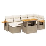 vidaXL Salon de jardin avec coussins 7 Pièces beige résine tressée