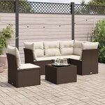 vidaXL Salon de jardin avec coussins 6 Pièces marron résine tressée