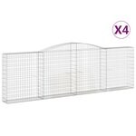 vidaXL Paniers à gabions arqués 4 Pièces 400x30x120/140 cm Fer galvanisé