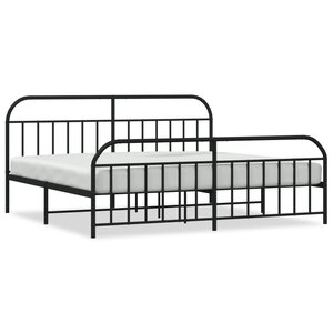 vidaXL Cadre de lit métal sans matelas avec pied de lit noir 200x200cm