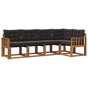 vidaXL Ensemble de canapés d'extérieur 5 pc Naturel et Noir