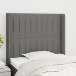 vidaXL Tête de lit avec oreilles Gris foncé 93x16x118/128 cm Tissu