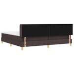 vidaXL Lit à ressorts Marron foncé et Blanc 200 x 200 cm Tissu
