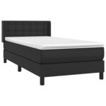 vidaXL Sommier à lattes de lit avec matelas Noir 90x200 cm Similicuir