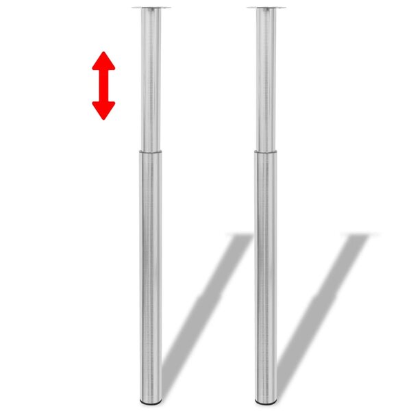 vidaXL Pieds de table télescopiques Nickel brossé  710 mm - 1100 mm