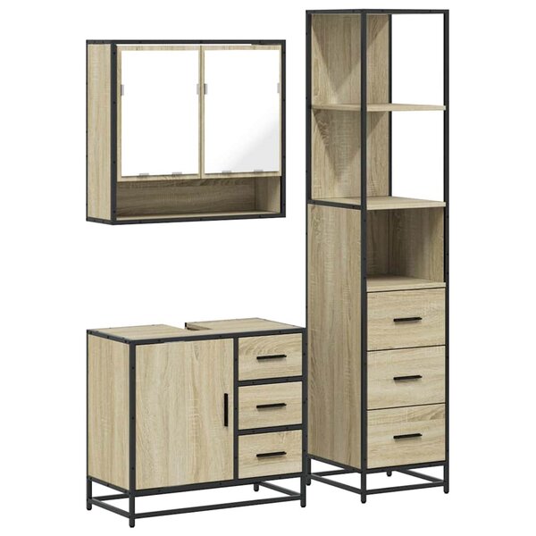 vidaXL Ensemble de meubles de salle de bain 3 Pièces chêne sonoma