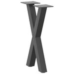 vidaXL Pieds de table basse en forme de X  2 pièces  anthracite  38 x (42-43) cm  acier