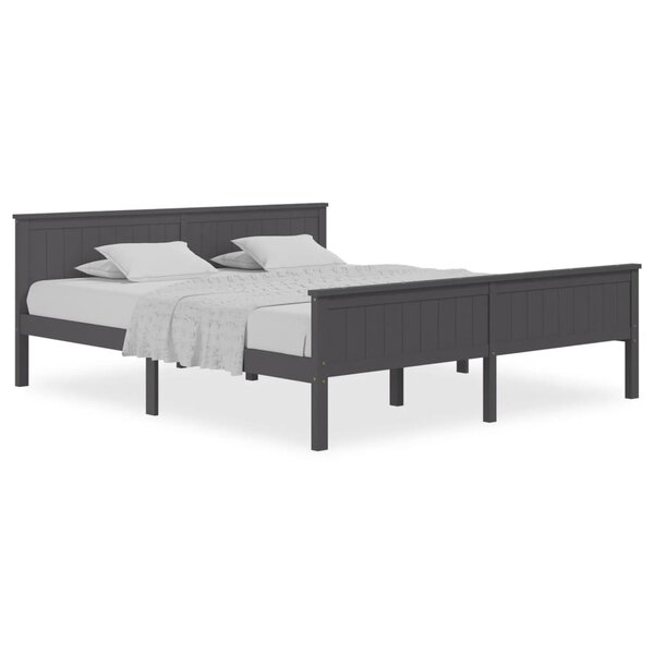 vidaXL Cadre de lit sans matelas gris bois massif de pin 180x200 cm