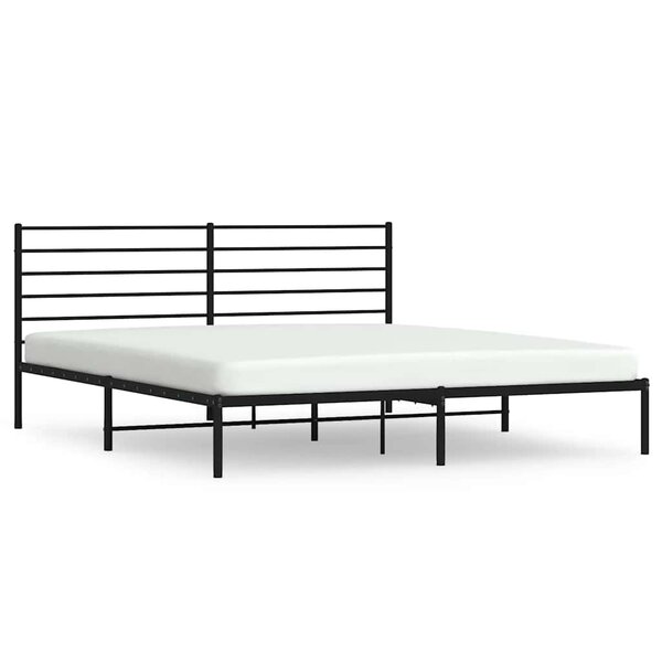 vidaXL Cadre de lit métal sans matelas avec tête de lit noir 200x200cm