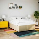 vidaXL Sommier à lattes de lit avec matelas Crème 140x190 cm Tissu