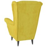 vidaXL Fauteuil à oreilles avec tabouret jaune moutarde velours