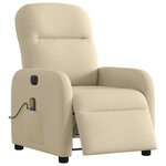 vidaXL Fauteuil inclinable de massage électrique crème tissu
