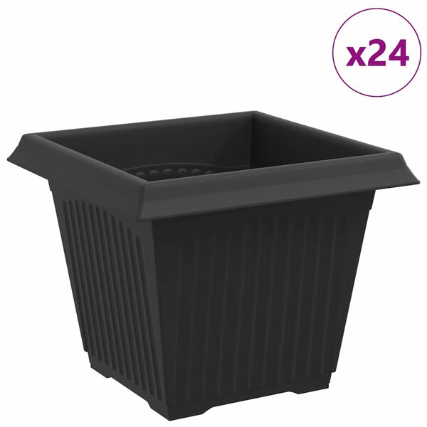 vidaXL Pot de Fleurs Carré 24 pc Noir 20 x 20 x 16 cm Plastique