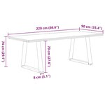 vidaXL Table à manger marron clair bois de chêne massif rectangulaire